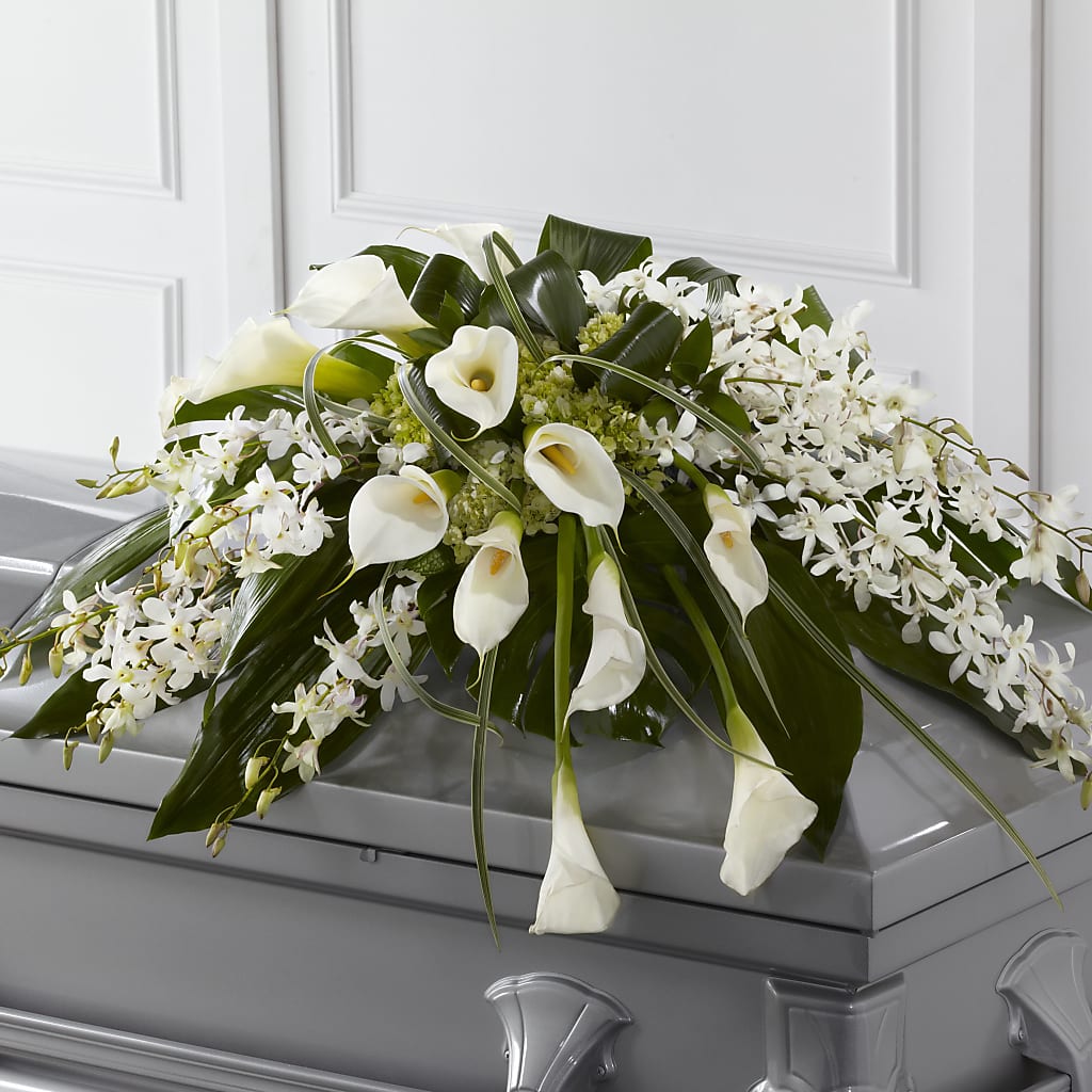 Angel Wings Casket Spray – White Eagle Flowers, Chicago IL