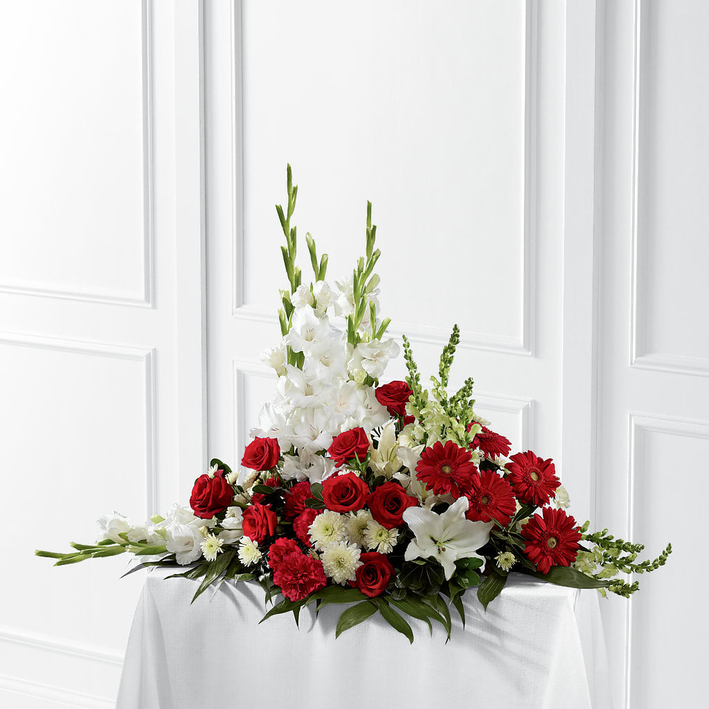 Crimson & White Arrangement – White Eagle Flowers, Chicago IL