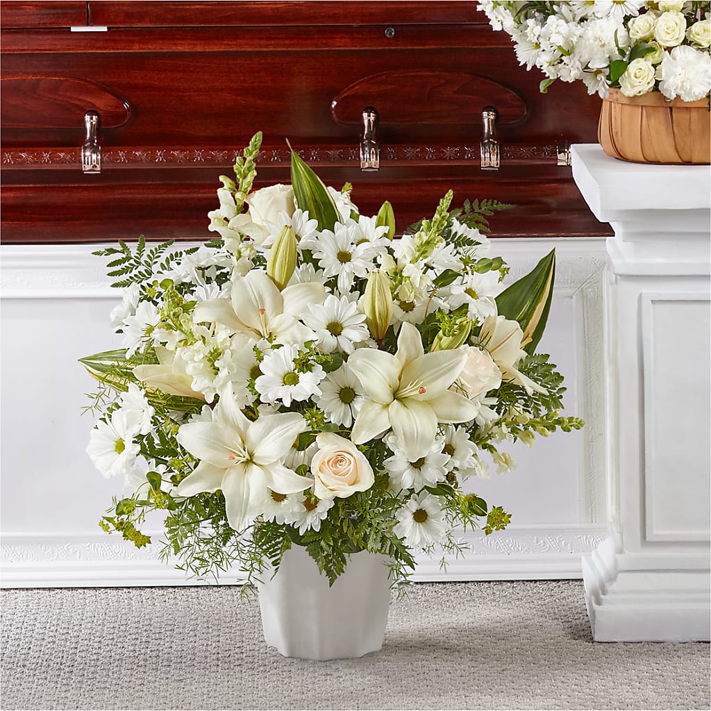 Thoughts of Tranquility Floor Basket – White Eagle Flowers, Chicago IL
