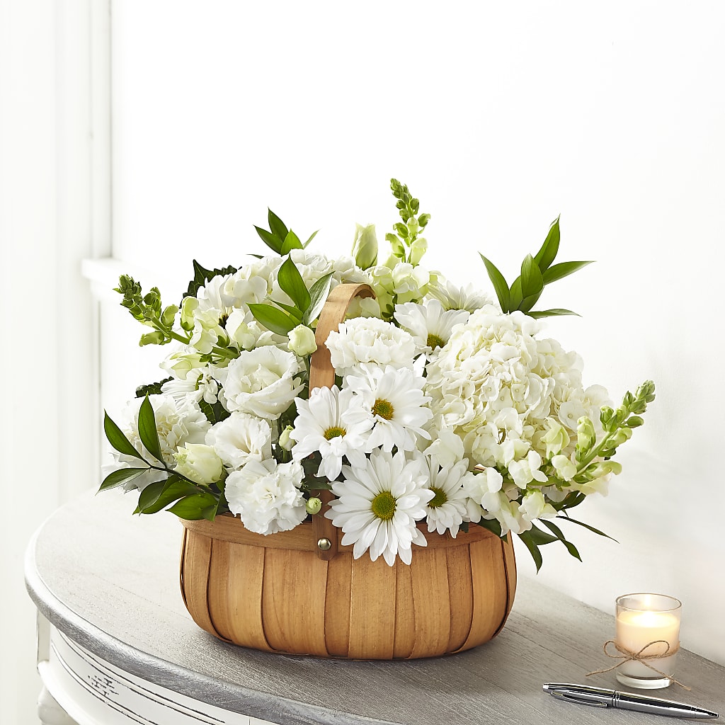 Pure Ivory Basket – White Eagle Flowers, Chicago IL