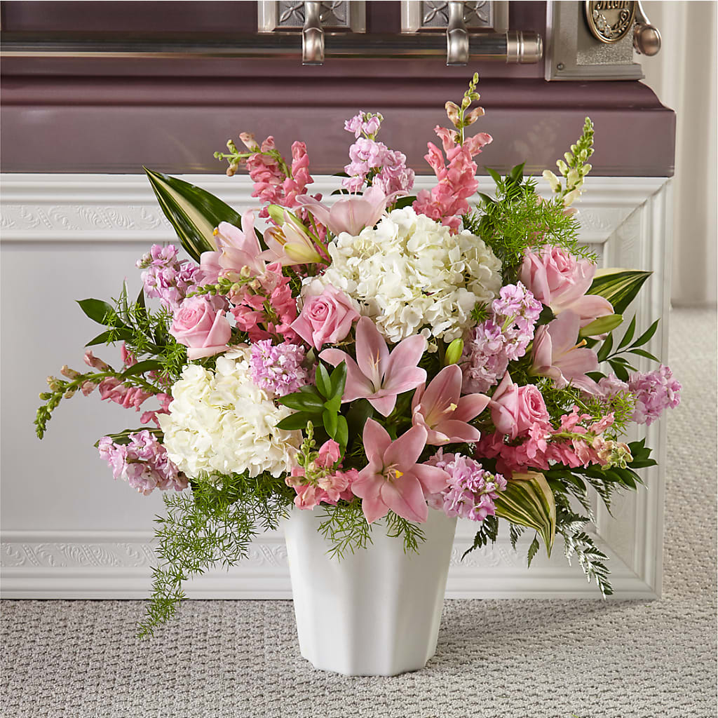 Simply Serene Floor Basket – White Eagle Flowers, Chicago IL