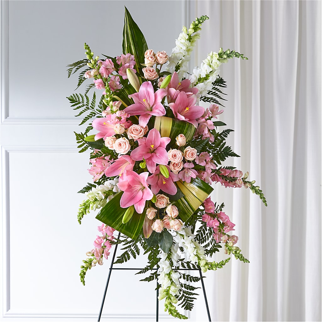 Elegant Embrace Standing Spray – White Eagle Flowers, Chicago IL