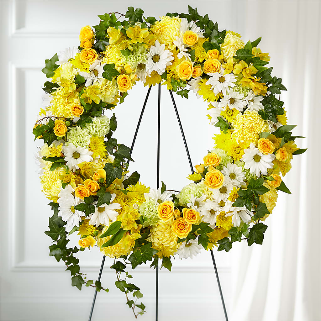 Golden Remembrance Wreath – White Eagle Flowers, Chicago IL