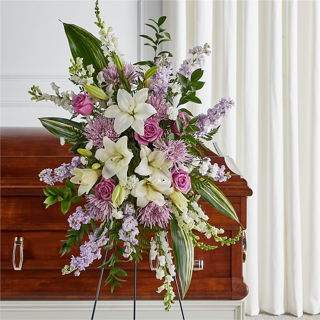 Grateful Hearts Standing Spray – White Eagle Flowers, Chicago IL