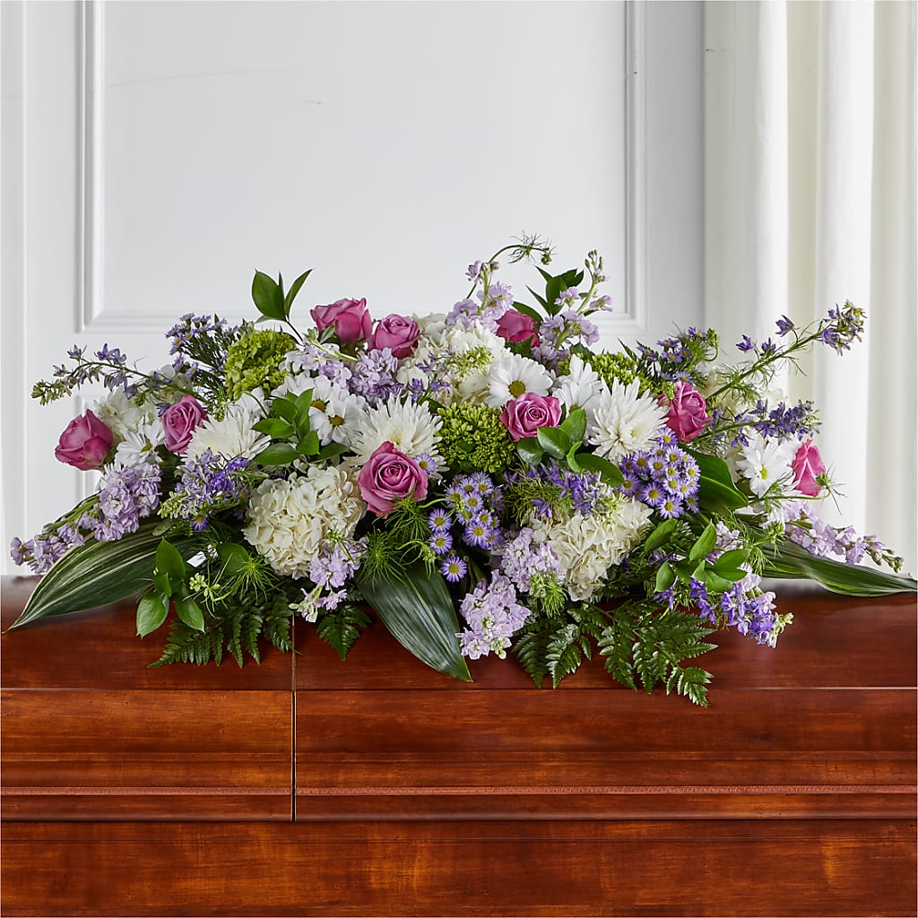 Meadows of Serenity Casket Spray – White Eagle Flowers, Chicago IL