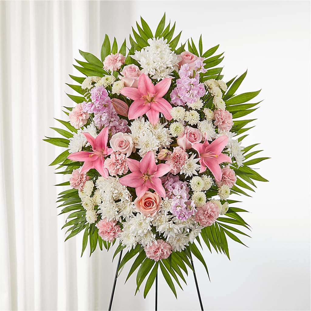Offering Solace Standing Spray – White Eagle Flowers, Chicago IL