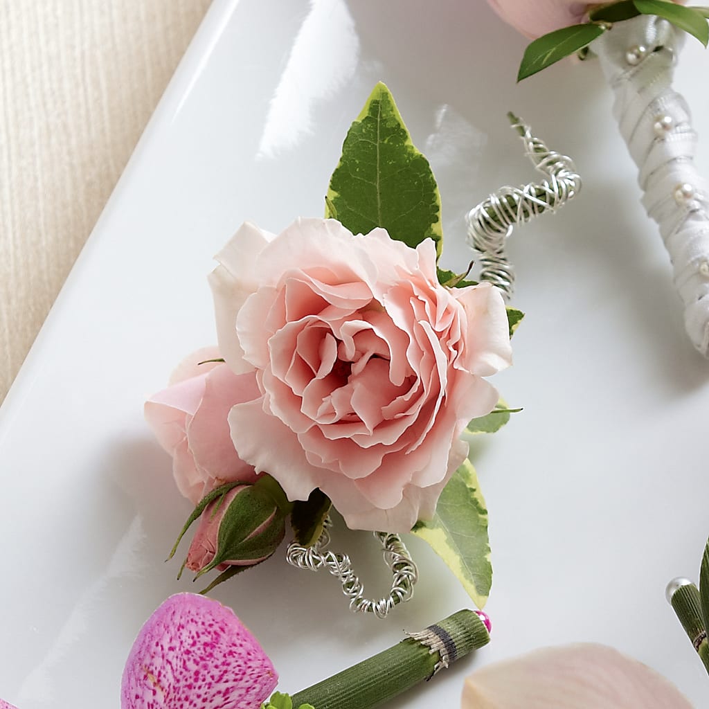 Pink Spray Rose Boutonniere – White Eagle Flowers, Chicago IL