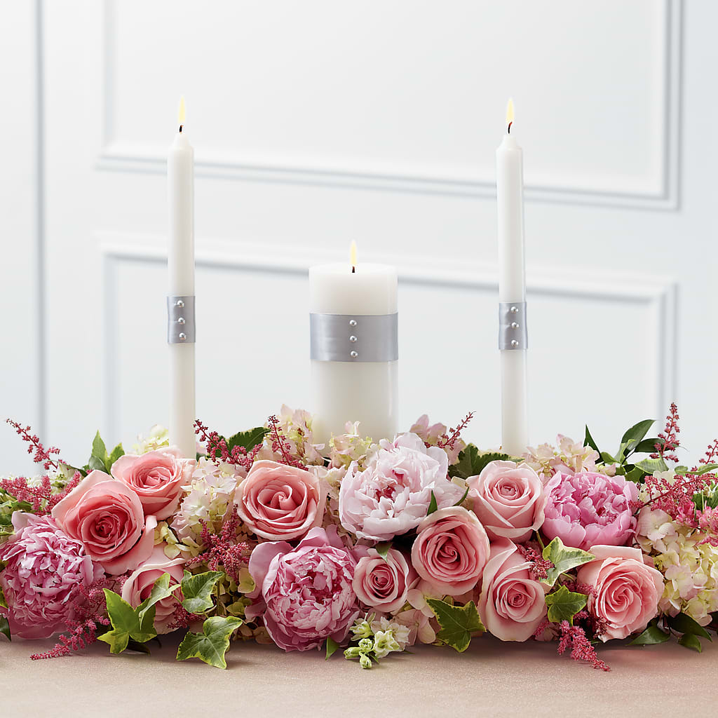 Worldwide Romance Unity Candle Arrangement – White Eagle Flowers, Chicago IL