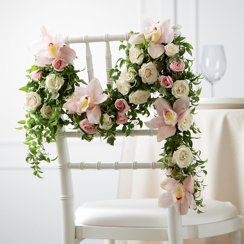 Orchid Rose Chair Décor – White Eagle Flowers, Chicago IL