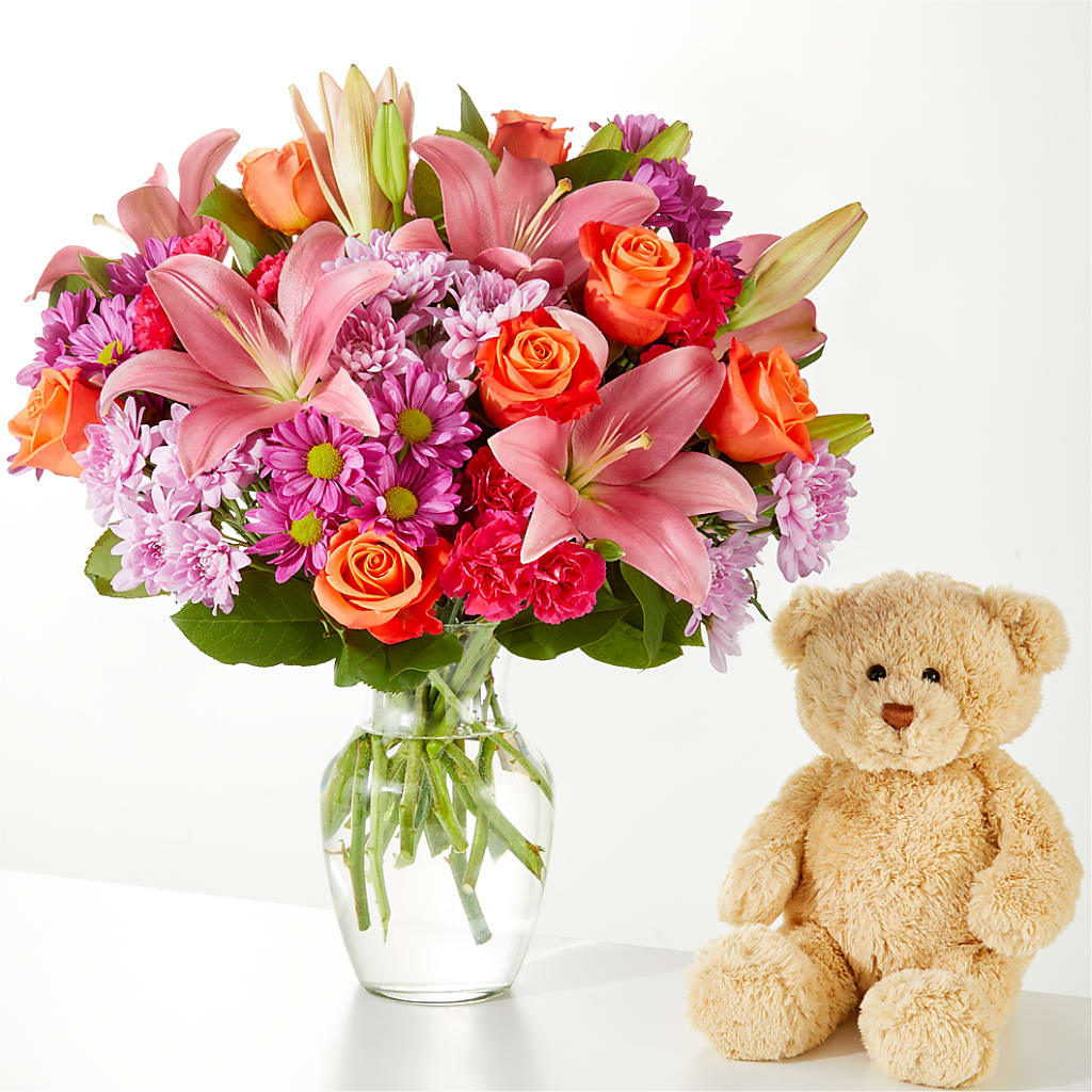 One and Only Bouquet and Bear Bundle –  White Eagle Flowers, Chicago IL