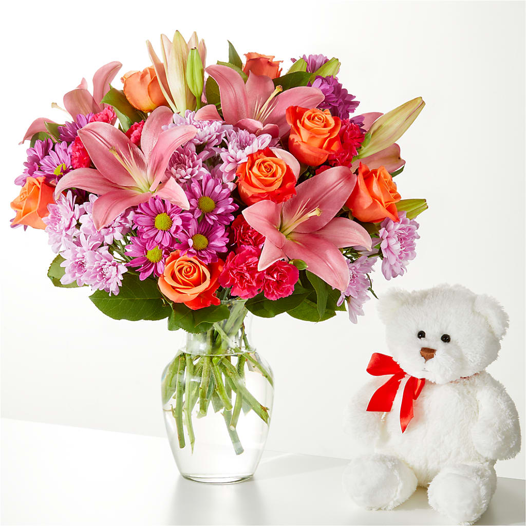 One and Only Bouquet and Bear Bundle –  White Eagle Flowers, Chicago IL