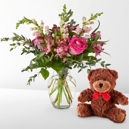 Happily Ever After Bouquet & Bear Set –  White Eagle Flowers, Chicago IL
