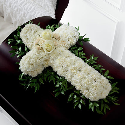Peaceful Memories Casket Spray (Standard) –  White Eagle Flowers, Chicago IL