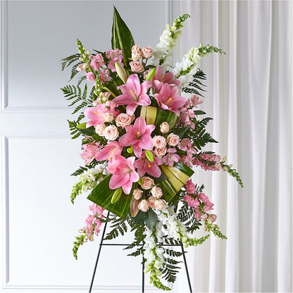 Elegant Embrace Standing Spray –  White Eagle Flowers, Chicago IL