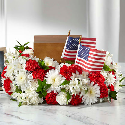 Spirit of Patriotism Cremation Adornment –  White Eagle Flowers, Chicago IL