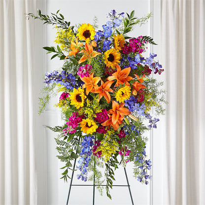 Sunlit Memories Standing Spray (Standard) –  White Eagle Flowers, Chicago IL
