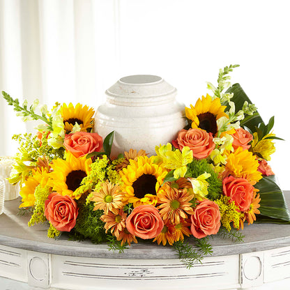 Faithful Sunflower Cremation Adornment –  White Eagle Flowers, Chicago IL