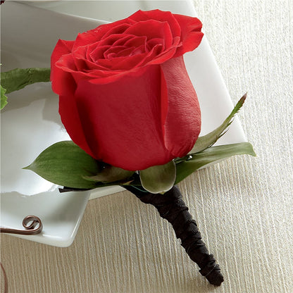 Red Rose Boutonniere –  White Eagle Flowers, Chicago IL